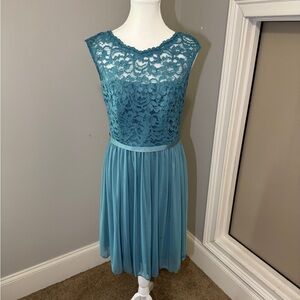 Elegant Teal Lace Dress